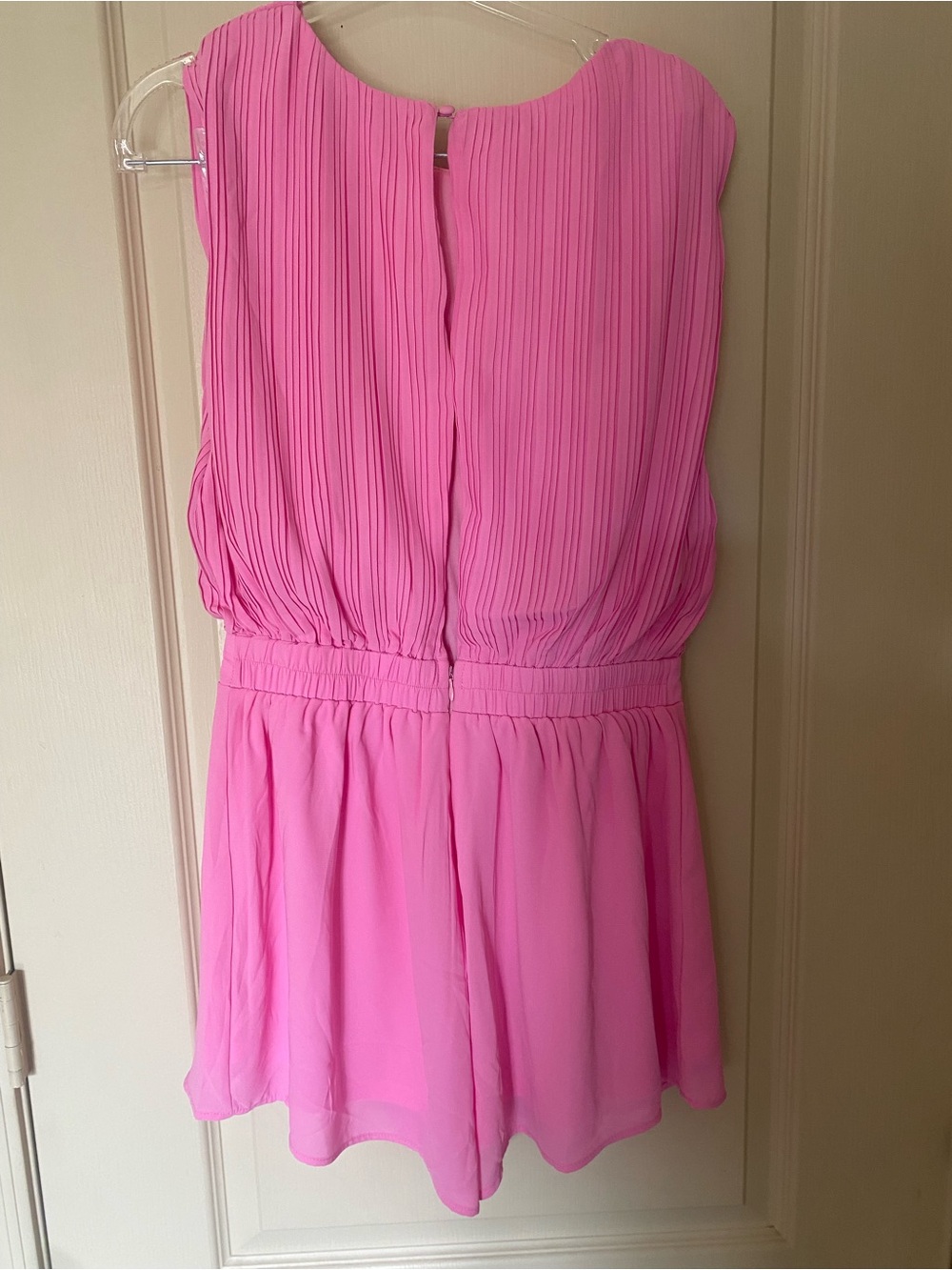 Fashion Nova Pink Pleated Romper | Flowy Stretch Waist | Size M/L Fit - Picture 6 of 6